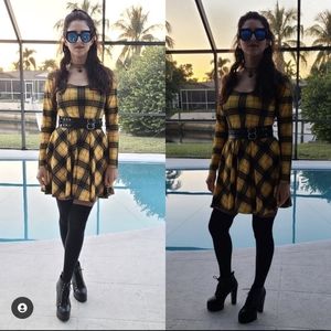 Black milk Yellow Tartan Toastie Dress